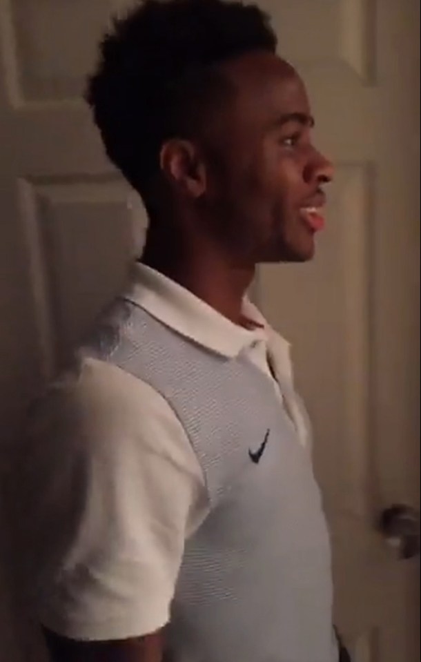  Sterling – still wearing his England polo shirt – laughed with friends as he took them on a tour of the luxury house