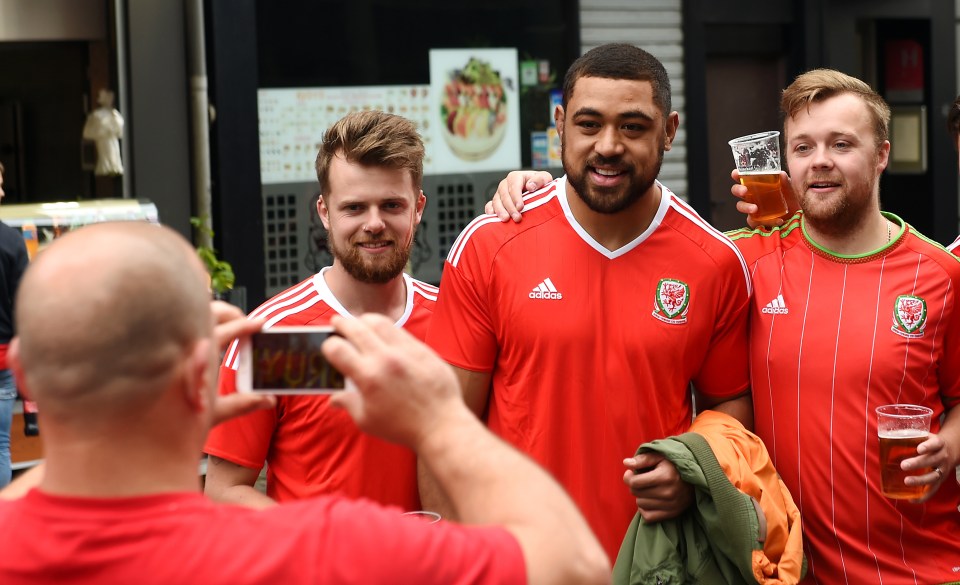  Wales International rugby player Taulupe Faletau poses with fans in Lille today