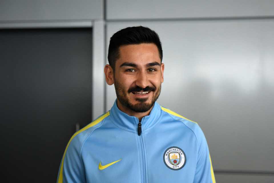  Ilkay Gundogan looked happy ahead of Pep Guardiola's official unveiling