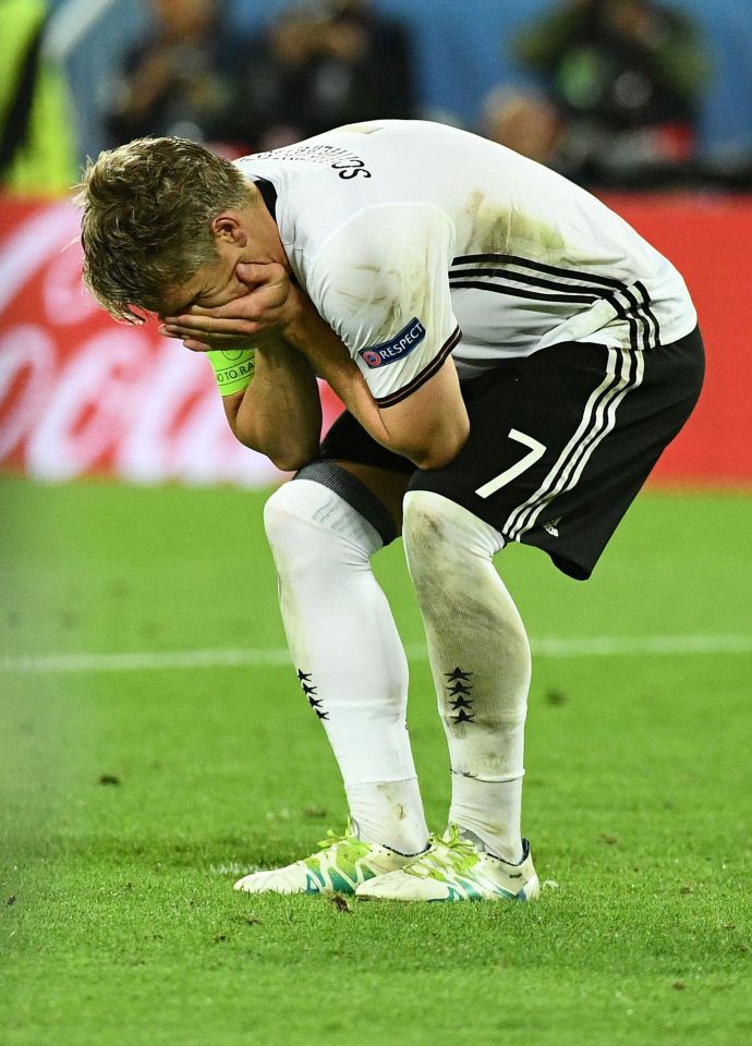  Bastian Schweinsteiger sustained minor knee ligament damage in the quarter-final win over Italy. The Germany skipper is unlikely to play against France