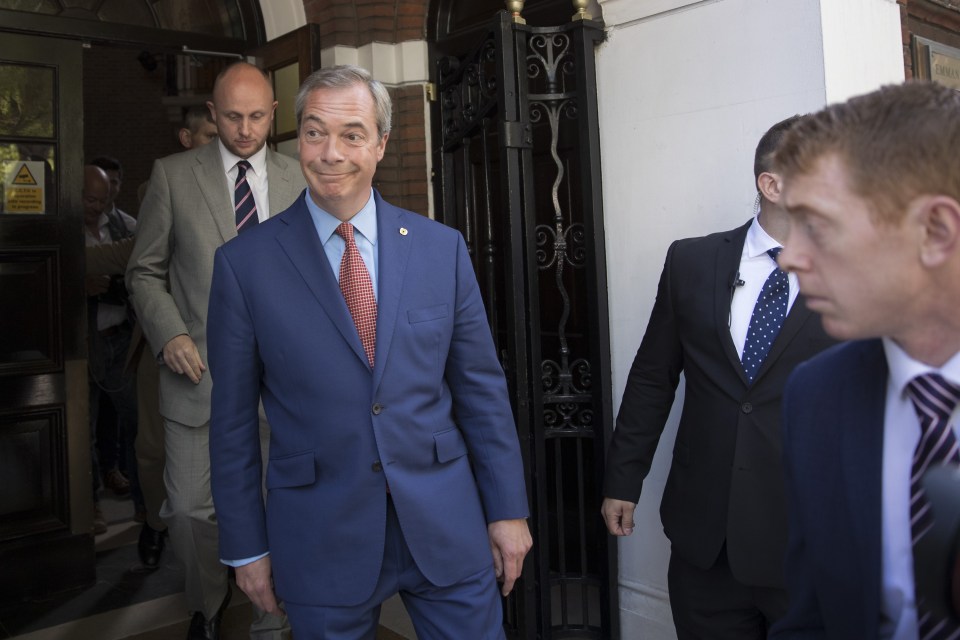  Nigel Farage leaves The Emmanuel Centre in central London after announcing he is to step down as Ukip leader