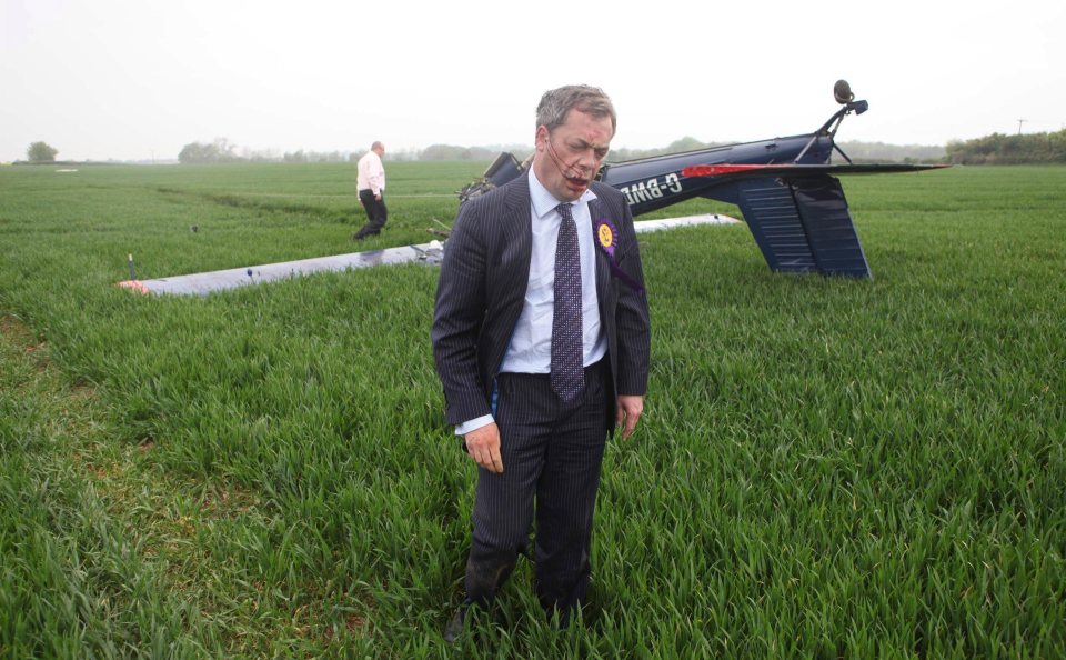  Nigel Farage stumbled away from a plane crash in 2010