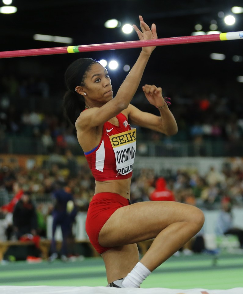  Cunningham jumps on her way to gold at the world championships in March