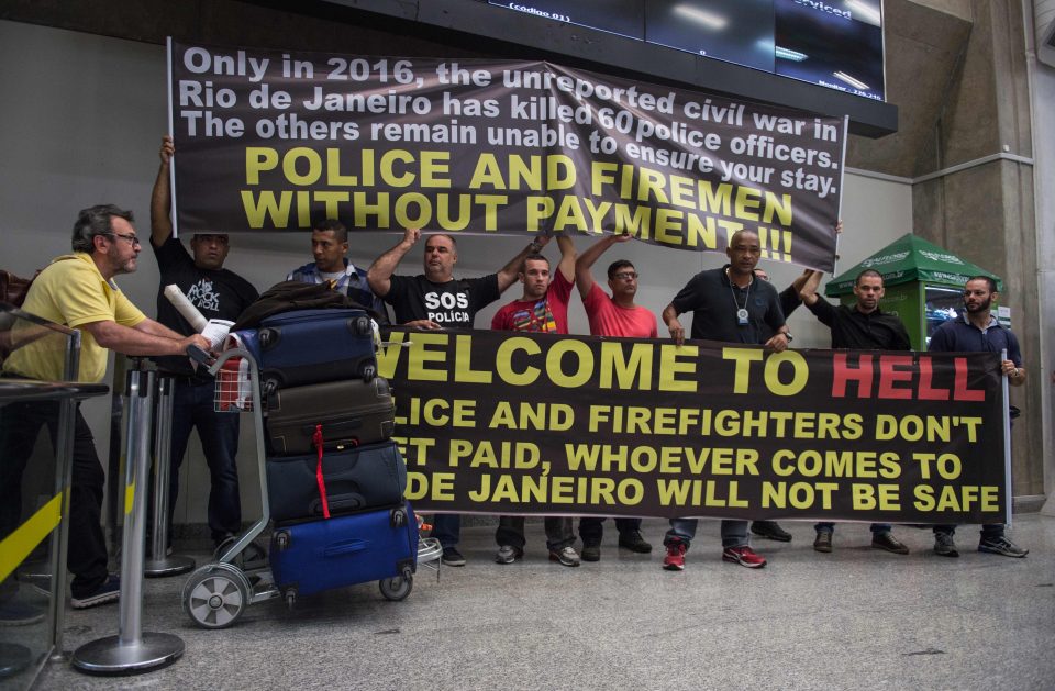 Visitors arriving at the main airport at the Brazil capital were greeted with this uncomfortable warning