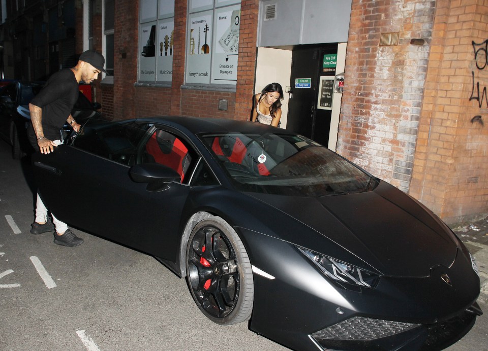  Danny Simpson and his partner for the evening hop into his £180,000 Lamborghini