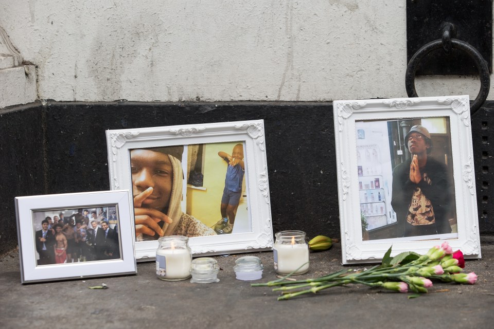  Flowers, candles and photos at the spot where Fola was tragically knifed to death