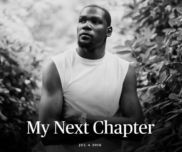  Kevin Durant announces Golden State Warrior move with an emotional post on The Player's Tribune