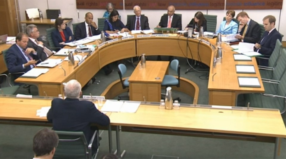  Jeremy Corbyn sitting before MPs at antisemitic inquiry