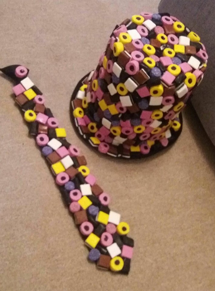  It takes allsorts ... Sarah's top hat a tie are made from licorice treats