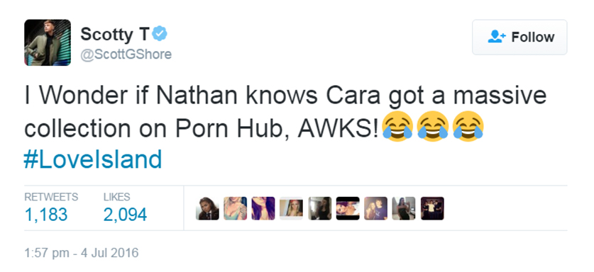  Geordie Shore Scotty T flagged up how many videos Cara has on the site