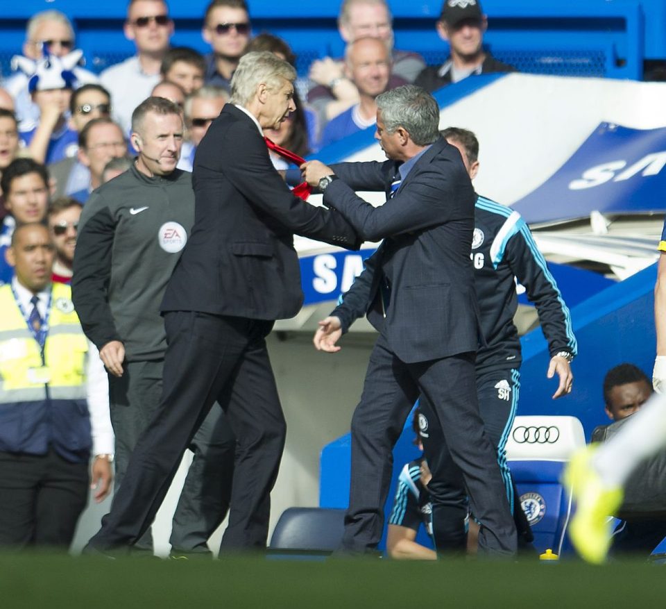  Jose Mourinho and Arsene Wenger clash on the touchline during a game