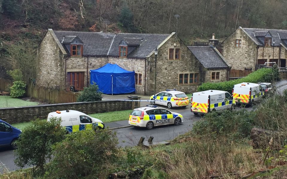  Police vehicles surround the home where Sadie Hartley was murdered in January this year