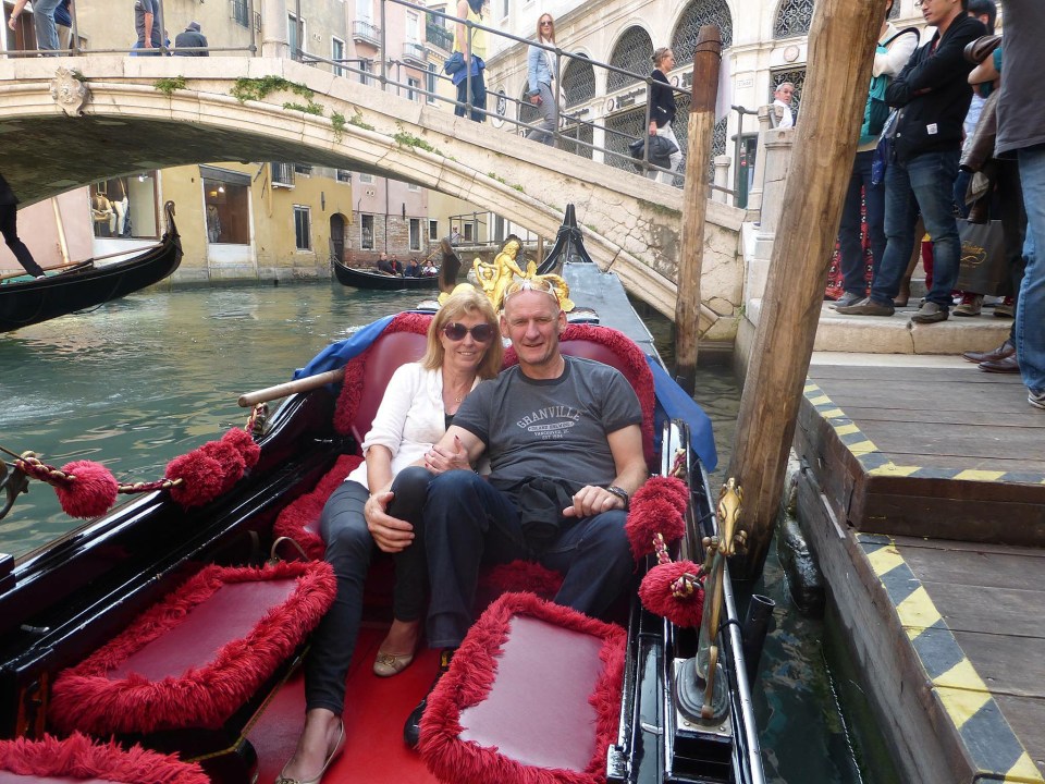  Murder victim Hartley with partner Ian Johnston on a break together in Venice