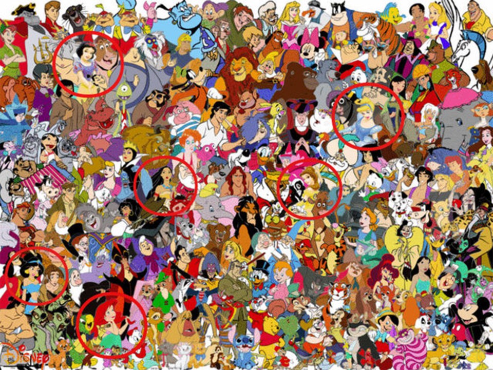  There are six princesses, all circled in red here to help you out