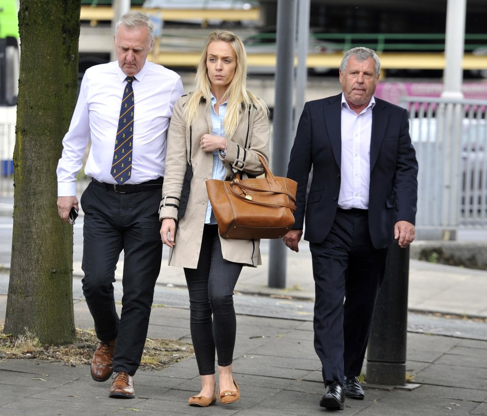  Garry Hartley, Sadie's ex husband, Charlotte Hartley, her daughter, and Graham Cook arrive at Preston Crown Court