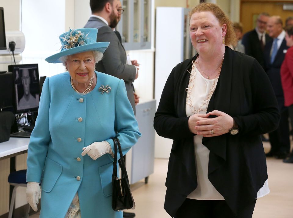 Queen Elizabeth II with Professor Sue Black during a visit to the Leverhulme Research Centre for Forensic Science at Dundee University. PRESS ASSOCIATION Photo. Picture date: Wednesday July 6, 2016. During the visit to the forensic laboratory, part of the Centre for Anatomy and Human Identification, they viewed various techniques such as facial reconstruction, fingerprinting and electrical fire investigation. See PA story ROYAL Queen. Photo credit should read: Andrew Milligan/PA Wire