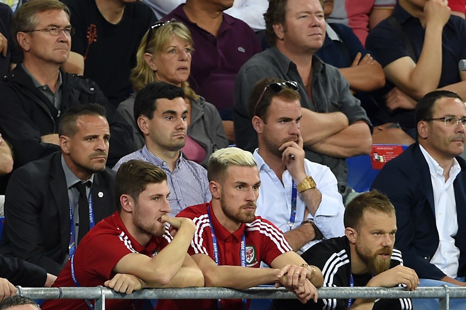  Ramsey watched Wales' defeat in the stands with fellow suspended ace Ben Davies