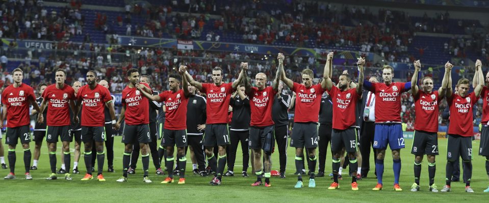  Wales players salute their fans after Euro 2016 semi-final defeat against Portugal