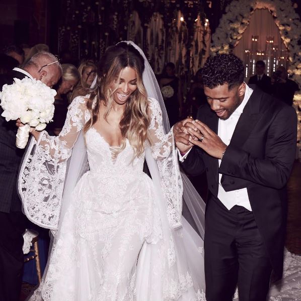  Ciara and Russell looked the picture of happiness as they walked down the aisle