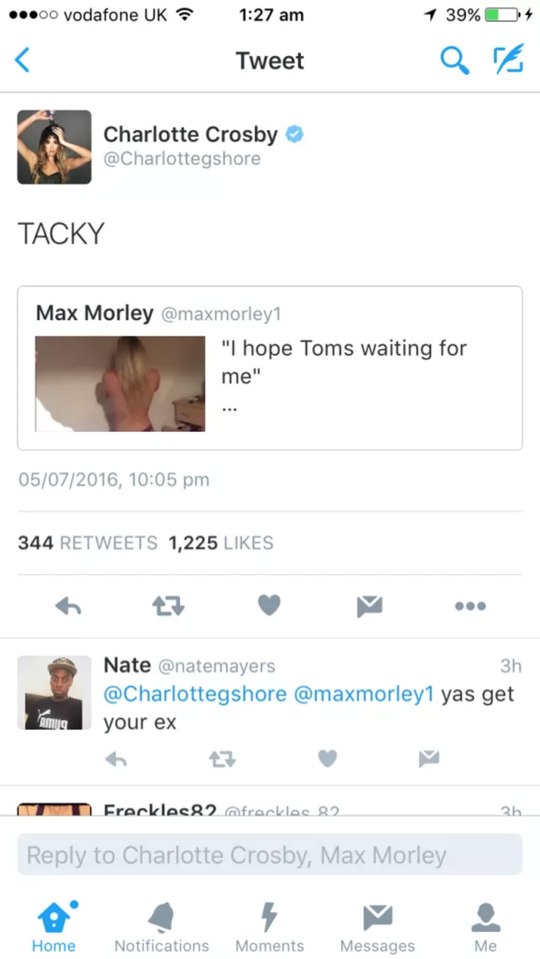  Even Charlotte Crosby commented on the mystery girl - branding her 'tacky'