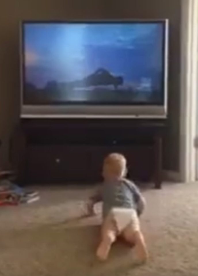  The boy flexes his mini muscles by doing push-ups