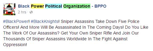  The Black Rights group celebrate the assassinations of police officers and warn of more attacks after Thursday's shootings