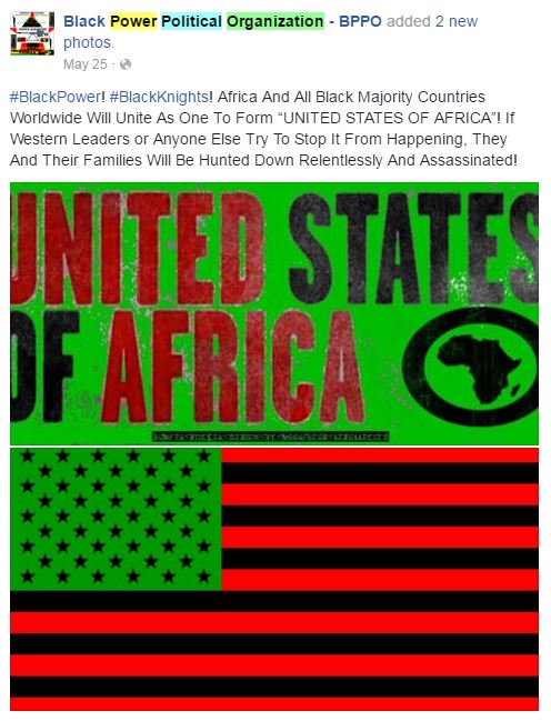  The black rights group previously threatened to 'hunt down relentlessly' any western leaders who oppose a "United States of Africa"