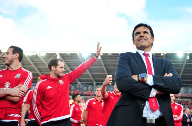 Chris Coleman and the Wales players enjoy their plaudits at Cardiff City Stadium