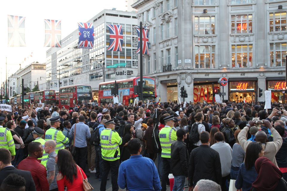  Police were out in force but the march passed off peacefully