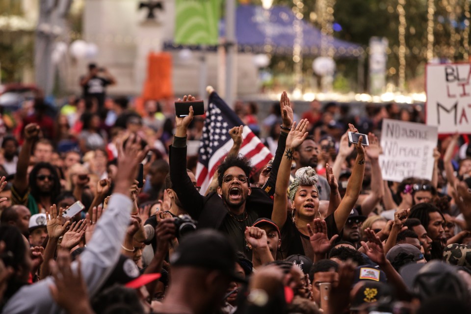  Protesters gather at Campus Martius in Detroit on Friday