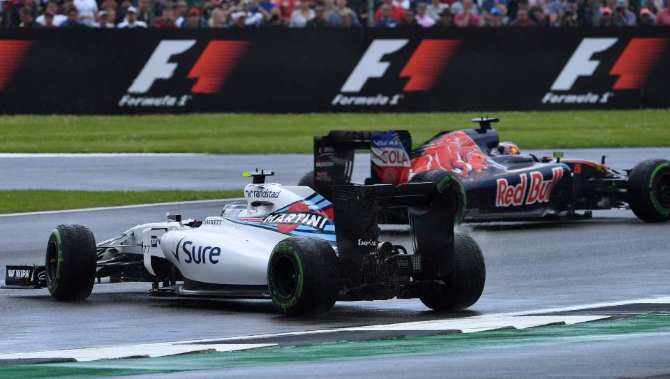  Valtteri Bottas spun his Williams as drivers struggled on tyres in wet weather