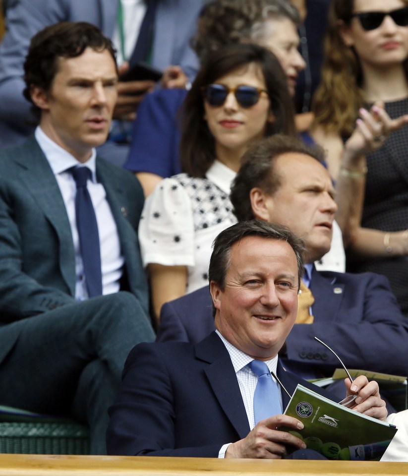  The Hollywood couples were seated behind David Cameron