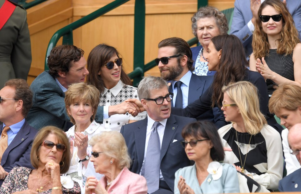  Bradley chatted to fellow actor Benedict who was also enjoying the tennis