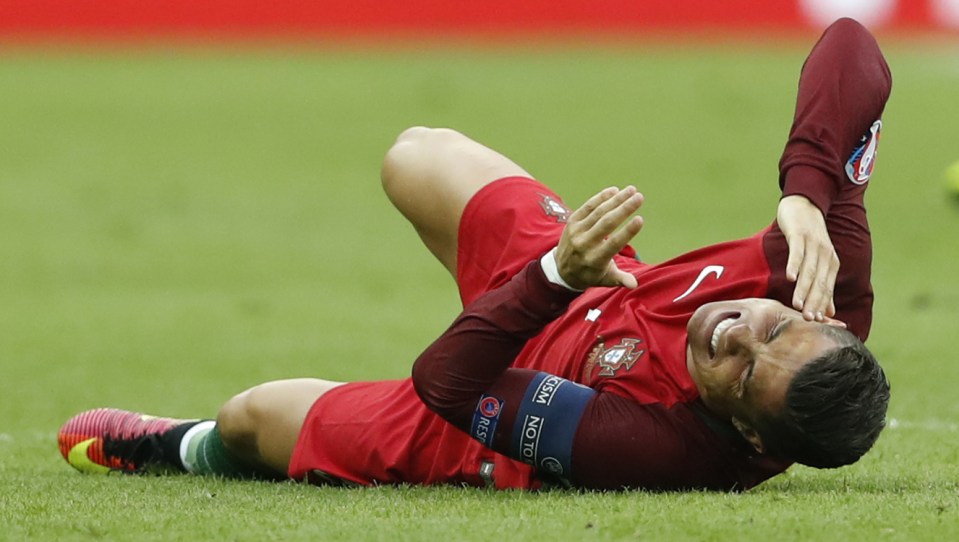  Cristiano Ronaldo was injured just eight minutes into the Euro 2016 final