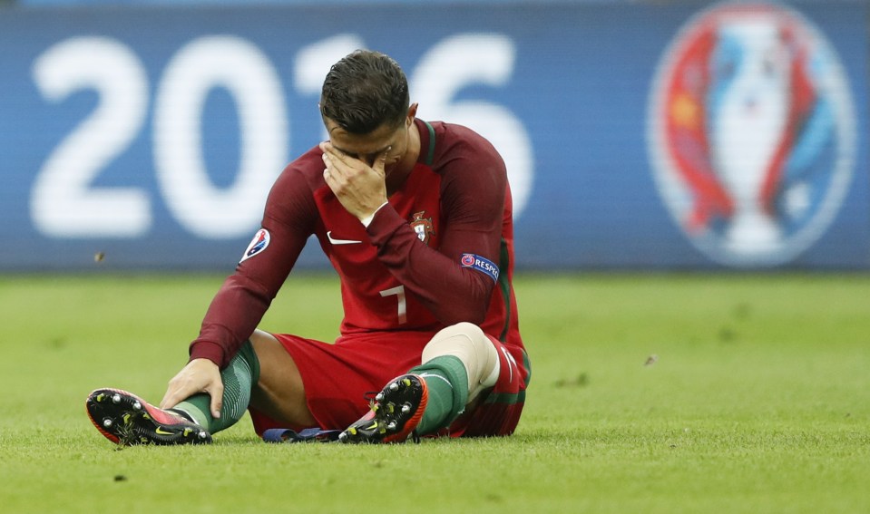  Cristiano Ronaldo breaks down in tears as the biggest game of his career is blighted by injury. His time was up after just 16 minutes on the pitch