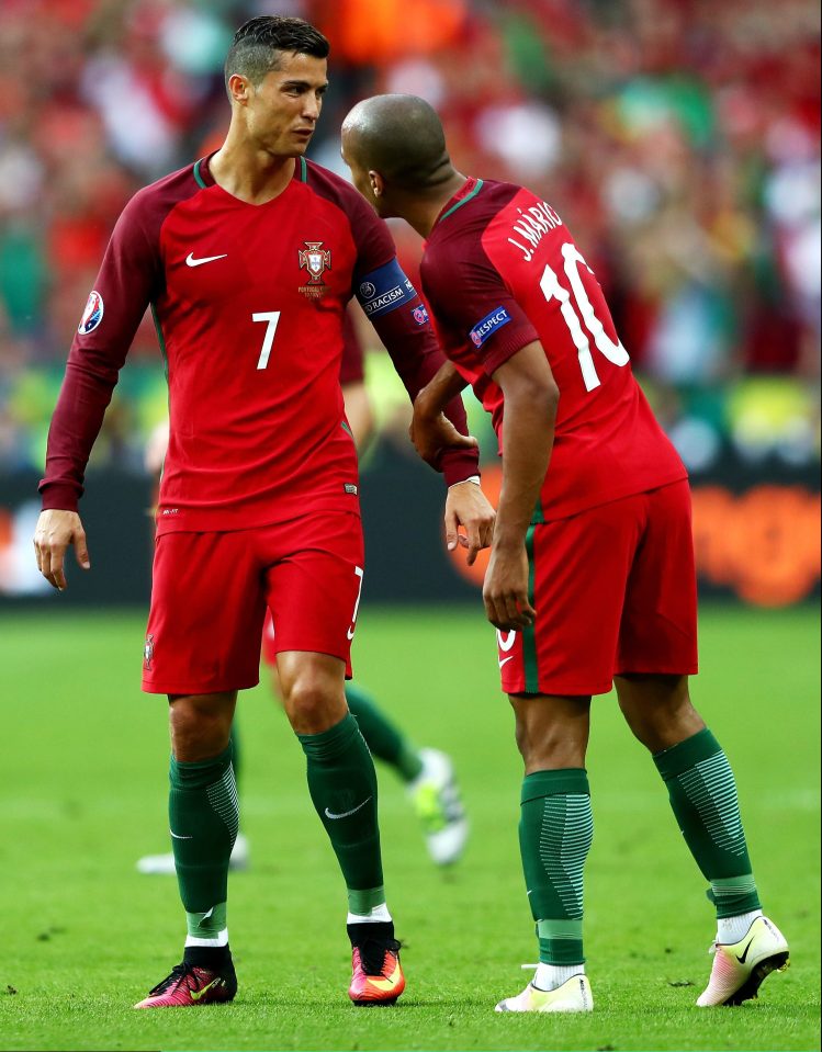 Joao Mario with Portugal captain and Real Madrid superstar Cristiano Ronaldo