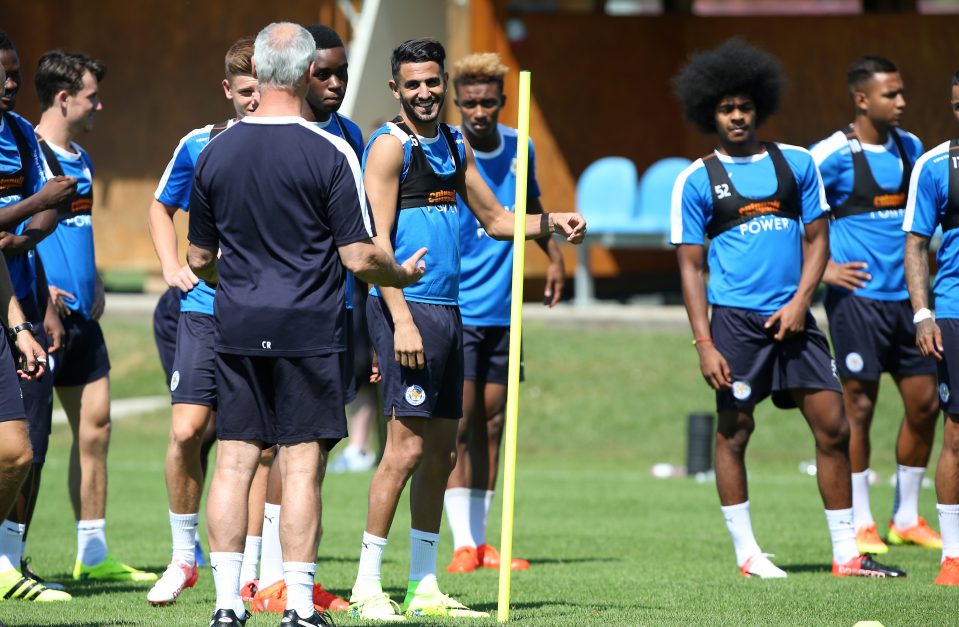  Riyad Mahrez shares a joke with manager Claudio Ranieri, who expects the winger to stay at Leicester next season