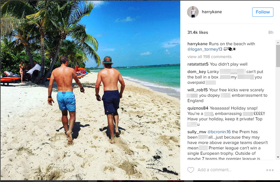  Kane was trolled on social media after posting this holiday snap on Instagram