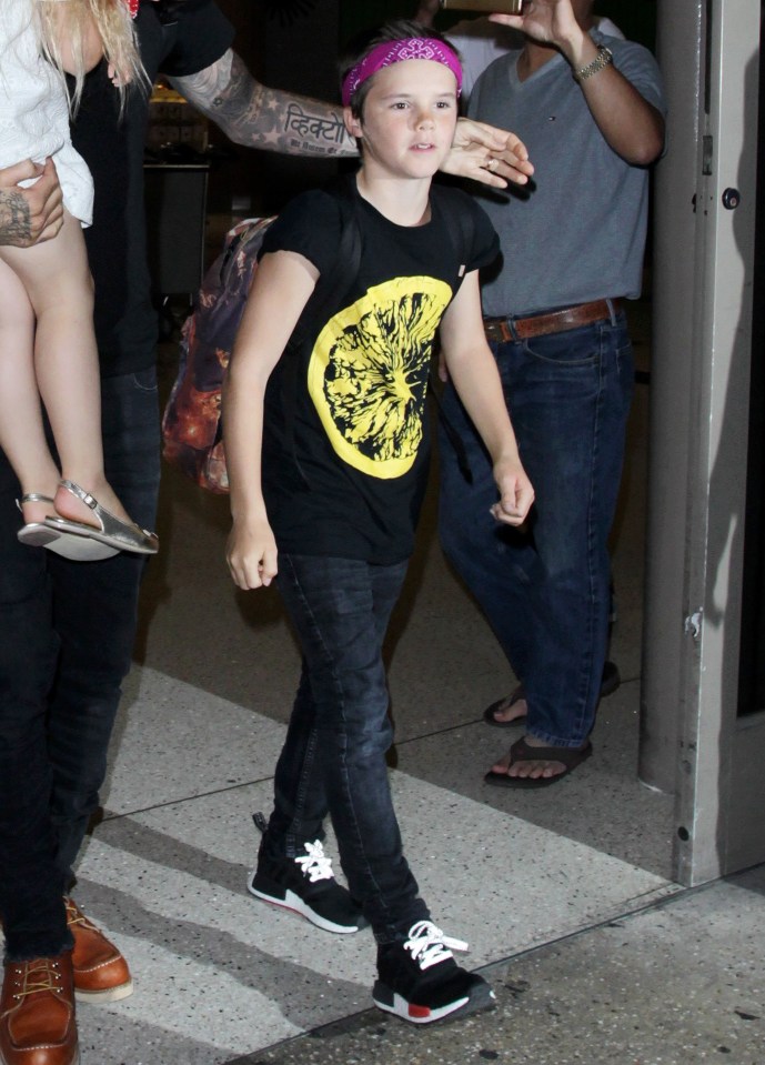 David Beckham and family at LAX International Airport, Los Angeles, USA - 11 Jul 2016