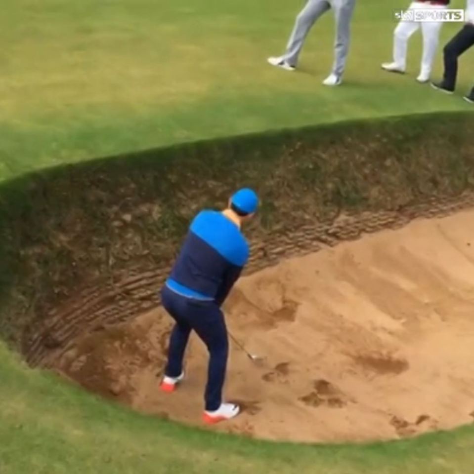  It took Rory McIlroy SIX attempts to get the ball out of the bunker on the eighth hole