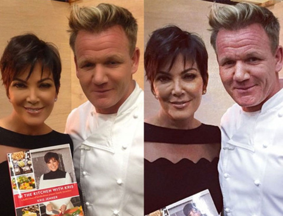  Kris Jenner was caught out photo editing when Gordon Ramsay also shared their photo - only the original version