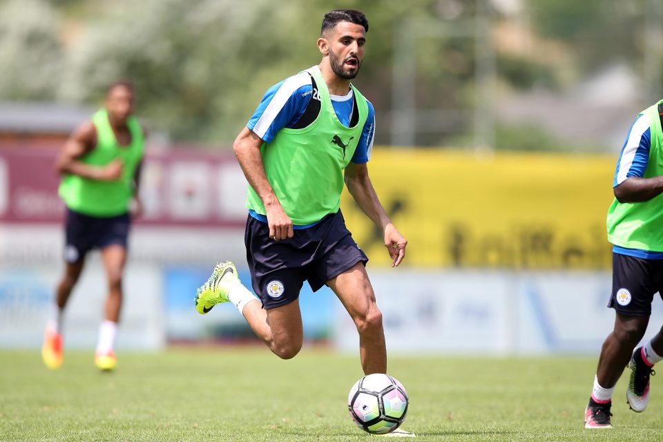  Riyard Mahrez in pre-season training with Leicester as Arsenal, Barcelona and Paris Saint-Germain all show an interest in signing him