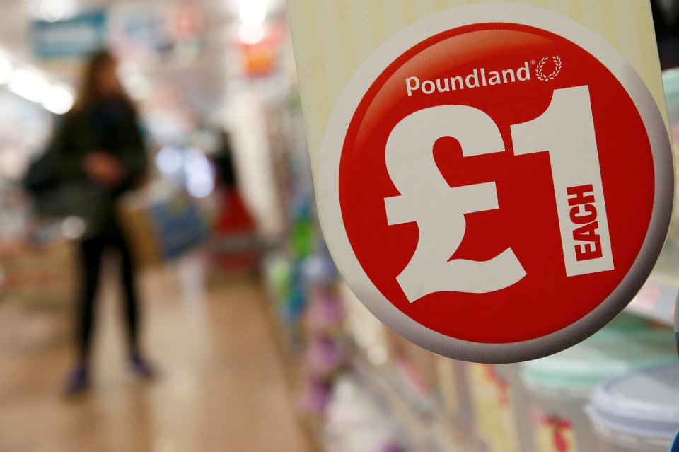 A sign is seen in a Poundland store in London