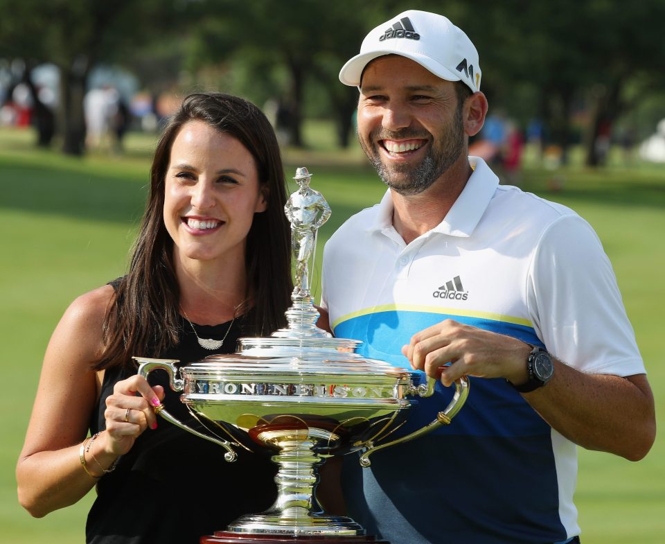  The brunette poses with beau Sergio Garcia