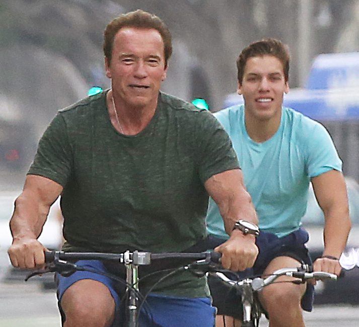  Arnold Schwarzenegger goes for a ride with son Joseph