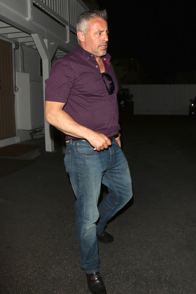 *EXC* "Friends" star Matt LeBlanc looks satisfied after dinner at Giorgio Baldi