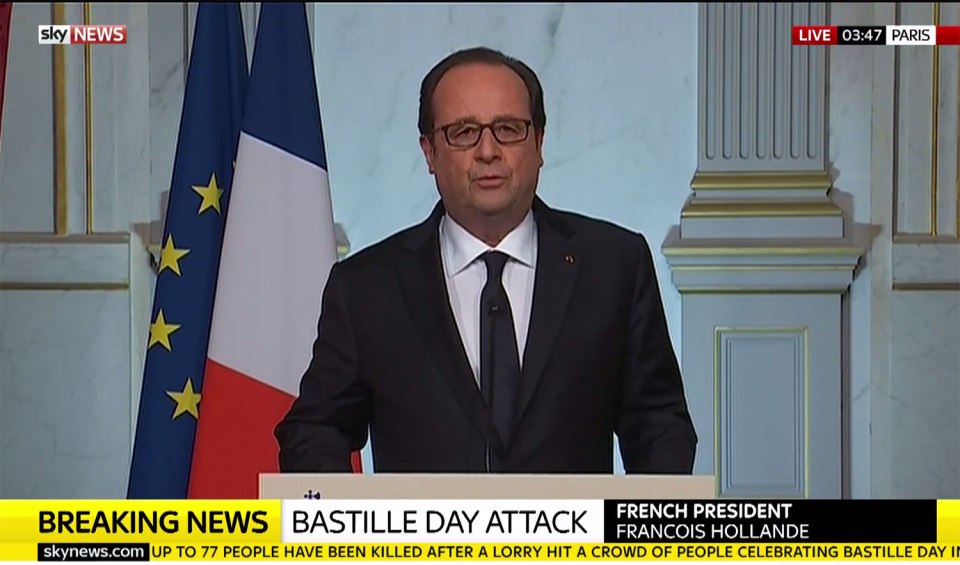  Mourning . . . President Hollande addresses the nation