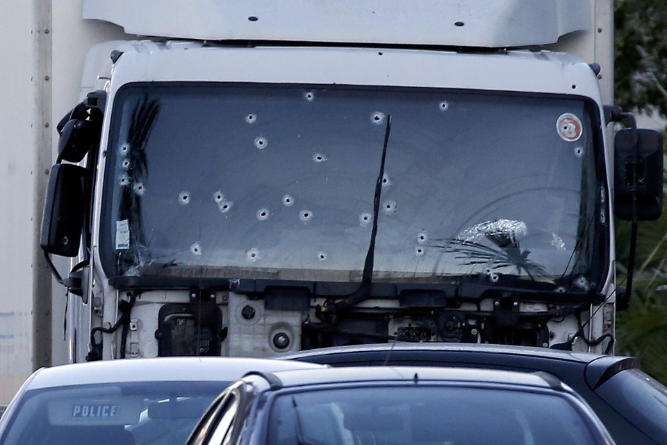  The truck driven by Mohamed Lahouaiej Bouhlel was riddled with bullet holes after the attack