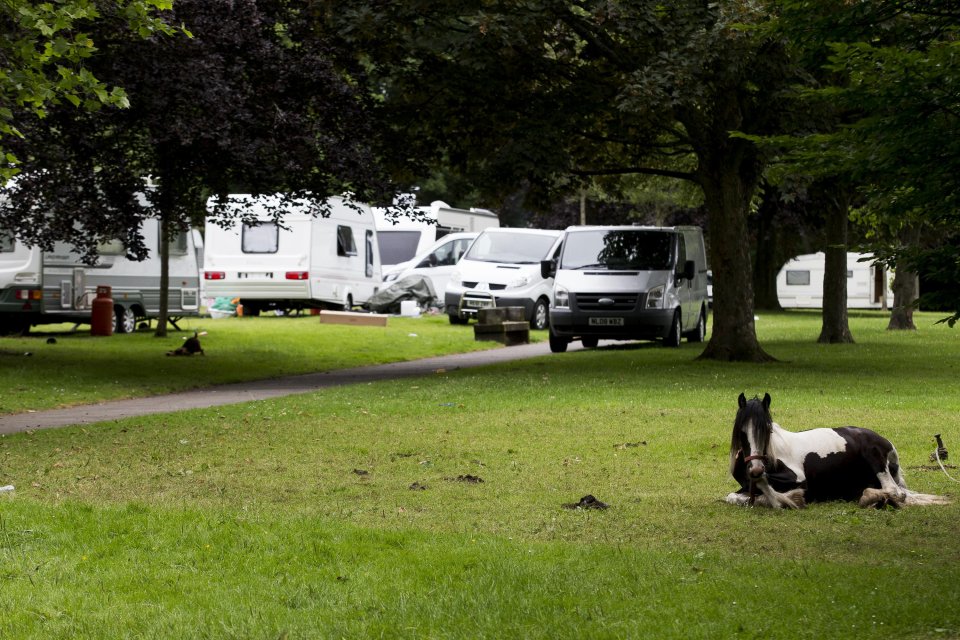  The travellers have set up camp yards from a popular children's play area