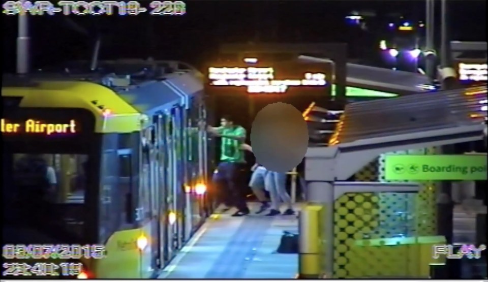 JAILED THUGS SMASH TRAM WINDOWS AND ATTACK PASSENGER IN MINDLESS RAMPAGE